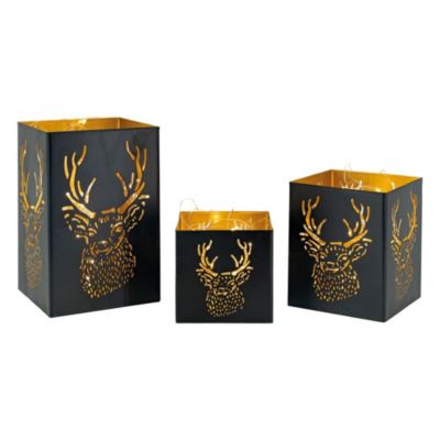 Photophore carré tête de cerf (Lot de 3)
