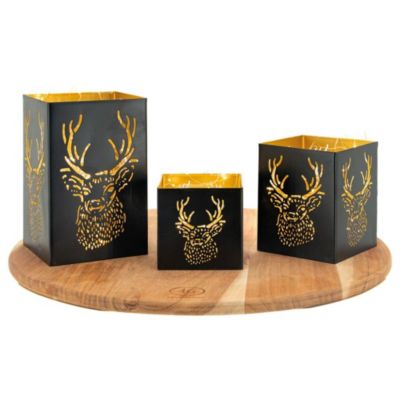 Photophore carré tête de cerf (Lot de 3)
