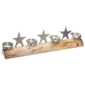 Photophore de Noël design bois Terre Sauvage - Argent