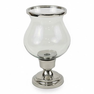 Photophore verre argenté 16x16x25cm
