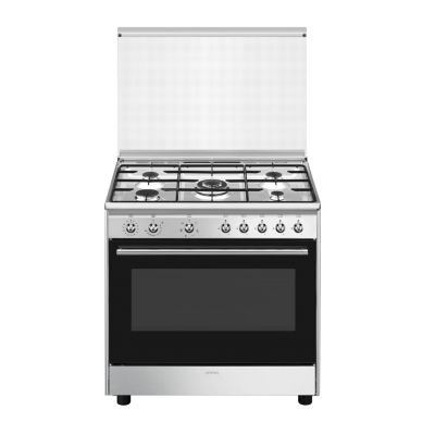 Piano de cuisson gaz 118 L Concerto L. 90 x H. 90 cm CX91GM Smeg noir et inox