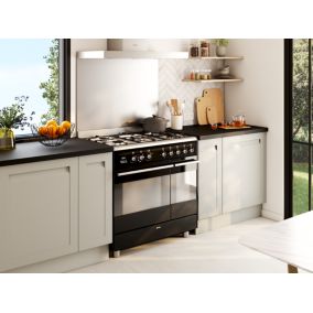 Piano de cuisson gaz 79L Concerto L. 90 x H. 90 cm SCB92MN8 Smeg noir et inox