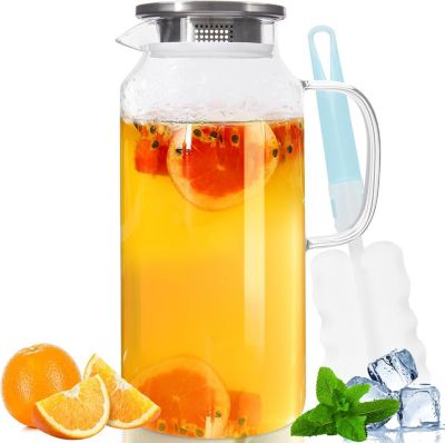 Pichet en Verre 2 L avec Couvercle et Cuillère