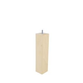 Pied de lit carré en hêtre Bar Plus texture bois H. 25 x L. 5,5 cm