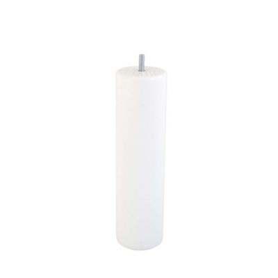 Pied de lit cylindrique en hêtre blanc Bar Plus H. 25 x Ø6,8 cm