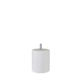 Pied de lit cylindrique en hêtre blanc Bar Plus H. 8 x Ø6,8 cm