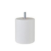 Pied de lit cylindrique en hêtre blanc Bar Plus H. 8 x Ø6,8 cm