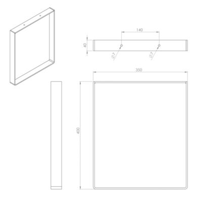Pied de meuble cadre en acier noir Cime H. 40 cm
