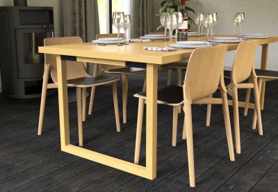 Pied de meuble cadre XL H. 71 cm Cime bois hêtre et métal noir