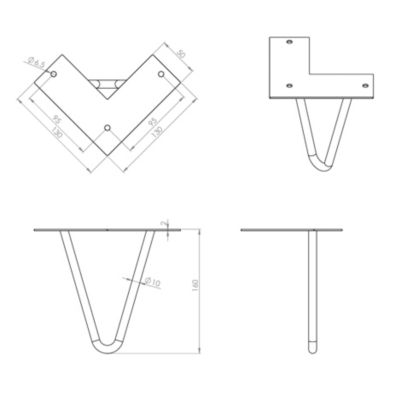 Pied de meuble en triangle en acier noir Cime H. 16 cm