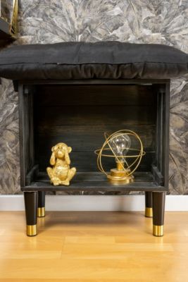 Pied de meuble fuseau en bois noir et doré Cime H. 16 cm