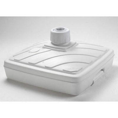Pied de parasol carré - EDA - En plastique blanc - 40 litres - Poignée et roulettes