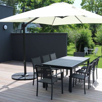 Pied de parasol dalle polyéthylène quart de cercle noir Lido 14kg