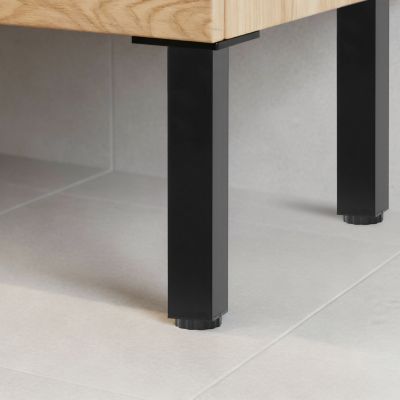 Pied en métal noir mat GoodHome Portloe vendu par 2