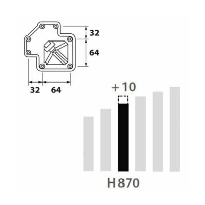 Pied plan de travail réglable Carré brossé aspect Inox H 87 x l 6 cm