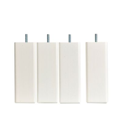 Pieds de lit carré bois 15 cm - lot de 4 - Blanc