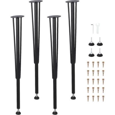 Pieds de table - 4 Pcs - Acier au Carbone - 71 cm - Capacité 200 kg - Noir Industriel