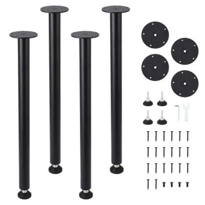 Pieds de table - Acier inoxydable - Réglables - Hauteur 71cm - Capacité 450kg - Noir mat