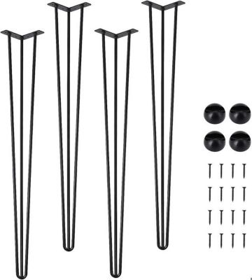 Pieds de table - GarveeTech - 51CM - Métal - Noir - Installation facile