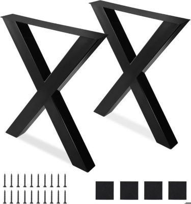 Pieds de Table - PROMIRACAL - 72 x 60 cm - Noir - Montage facile - Style Scandinave