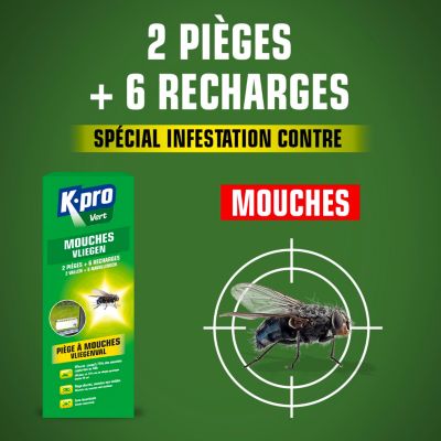 Piège à mouches Kapo vert (2 pièges + 6 recharges)