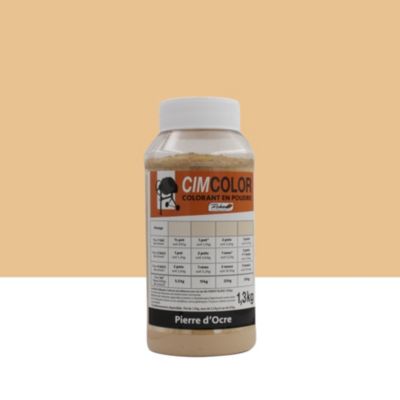 Pigments en poudre Cimcolor pour béton ciment enduit joint chaux Richard pierre ocre 1,3kg
