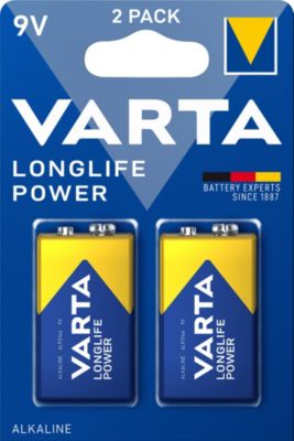 Pile alcaline 9V (PP3) Varta Long-life Power, lot de 2