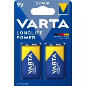 Pile alcaline 9V (PP3) Varta Long-life Power, lot de 2