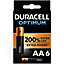 Pile alcaline AA (LR6) Duracell Optimum, lot de 6