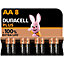Pile alcaline AA (LR6) Duracell Plus, lot de 8