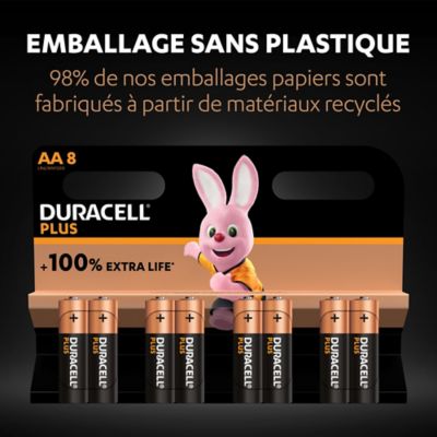 Pile alcaline AA (LR6) Duracell Plus, lot de 8
