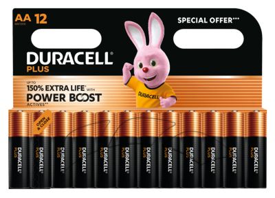 Pile alcaline AA (LR6) Duracell Plus Power Boost, lot de 12