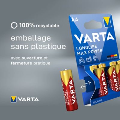 Pile alcaline AA (LR6) Varta Long-life Max Power, lot de 4