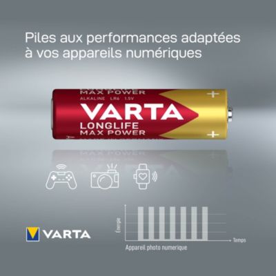 Pile alcaline AA (LR6) Varta Long-life Max Power, lot de 8