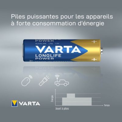 Pile alcaline AA (LR6) Varta Long-life Power, lot de 16