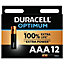 Pile alcaline AAA (LR03) Duracell Optimum, lot de 12