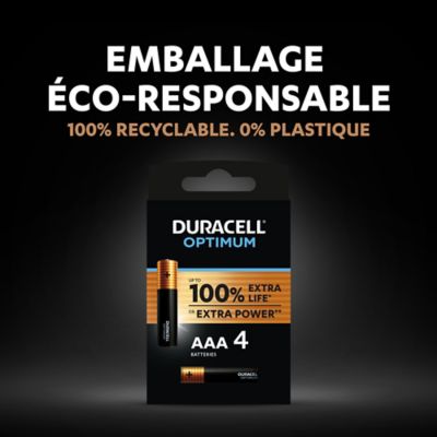 Pile alcaline AAA (LR03) Duracell Optimum, lot de 4