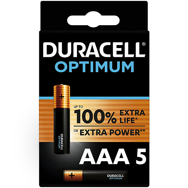 Pile alcaline AAA (LR03) Duracell Optimum, lot de 5