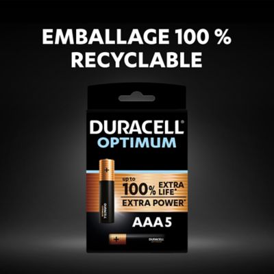 Pile alcaline AAA (LR03) Duracell Optimum, lot de 5