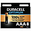 Pile alcaline AAA (LR03) Duracell Optimum, lot de 8