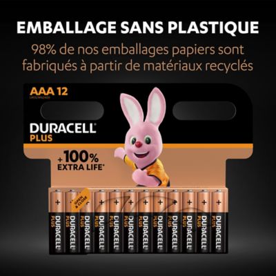 Pile alcaline AAA (LR03) Duracell Plus, lot de 12