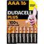 Pile alcaline AAA (LR03) Duracell Plus, lot de 16