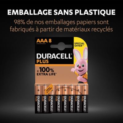 Pile alcaline AAA (LR03) Duracell Plus, lot de 18