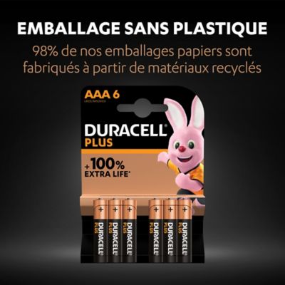 Pile alcaline AAA (LR03) Duracell Plus, lot de 6