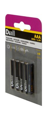 Pile alcaline Diall AAA - LR03, lot de 4