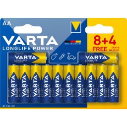 Pile alcaline Varta Long-life Power AA - LR6 - Pack de 12