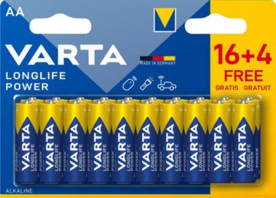 Pile alcaline Varta Long-life Power AA - LR6 - Pack de 20