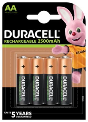 Pile rechargeable AA (LR6) Duracell 2500Mah, lot de 4