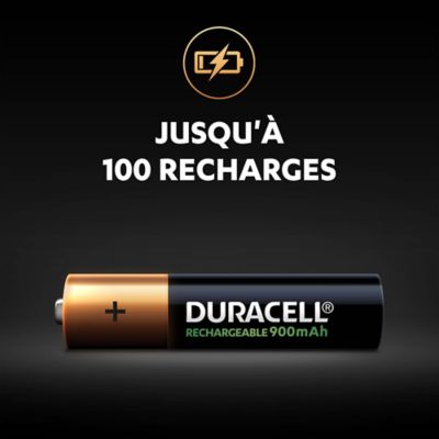 Pile rechargeable AAA (LR03) Duracell 900Mah, lot de 4