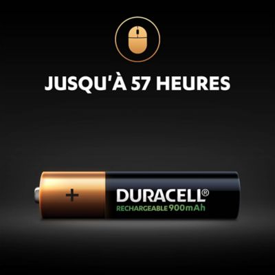 Pile rechargeable AAA (LR03) Duracell 900Mah, lot de 4
